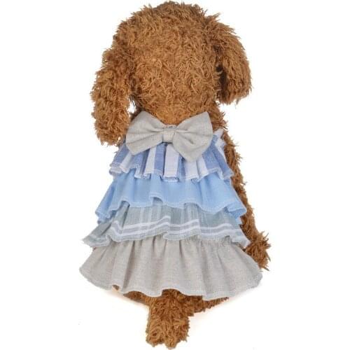 Pet Dog Fashion Colorful Bowknot Cake Dress Clothes Soft Cotton Cool Summer Dresses For Small Dogs DC796