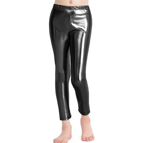 Speerise Girls Kids High Waisted Shiny Metallic Dance Fashion Leggings