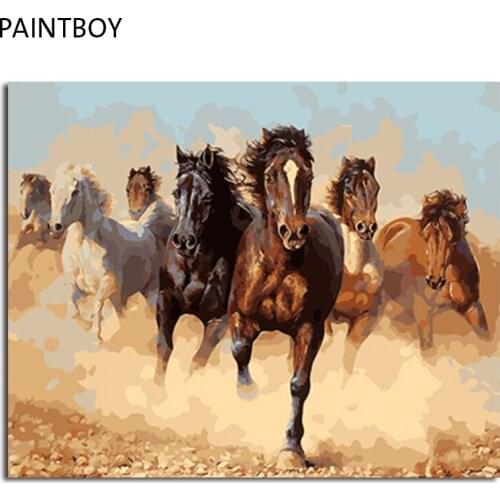 PAINTBOY Framed DIY Digital Oil Painting By Numbers Of Horses Painting&Calligraphy Home Decor Wall Art GX8945 40*50cm