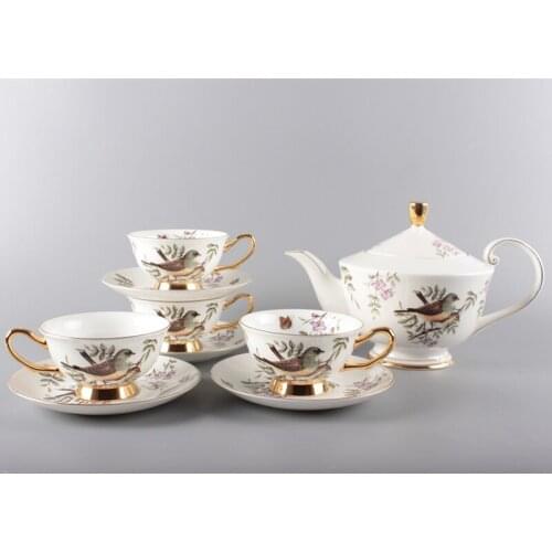 Coffee cup set modern European afternoon camellia tea set bone china British ceramic cup water appliance