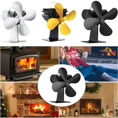 New 4 Blades Fireplace Heat Powered Stove Fan Efficient Heat Distribution Log Wood Burner Thernal Stove Fan Hand Warner for Home