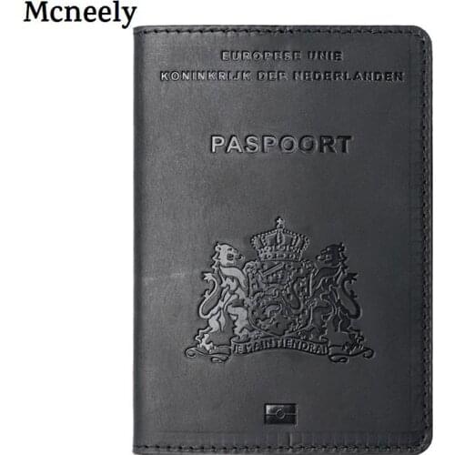 Netherland Genuine Leather Passport Holder Travel Wallet Business Travel Organizer Case Vintage Holland Passport Cover Holders