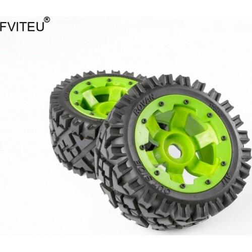 FVITEU Complete Rubber Rear All Terrain Wheel Tire kits with Nylon Wheel Hub for 1/5 HPI BAJA 5B Rovan King Motor