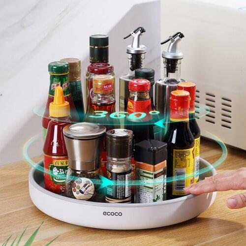 360° Rotating Storage Rack Non-Slip Fruit Storge Tray Multifunctional Seasoning Organizer Shelf Household Kitchen Supplies