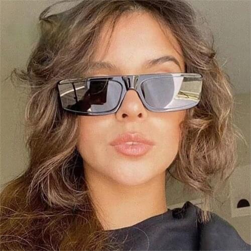 Fashion Small Rectangle Sunglasses Women Vintage Designer Clear Tea Blue Eyewear Trending Men Sun Glasses UV400