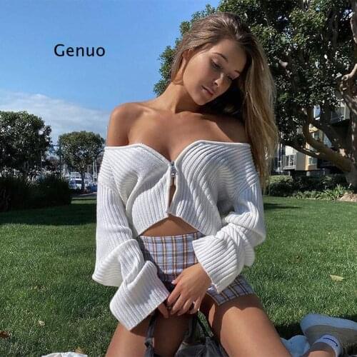 Zipper Casual Loose Long Sleeve Cropped Tshirt Autumn Fashion V Neck Crop Top T Shirt Women Chic Cotton Streetwear