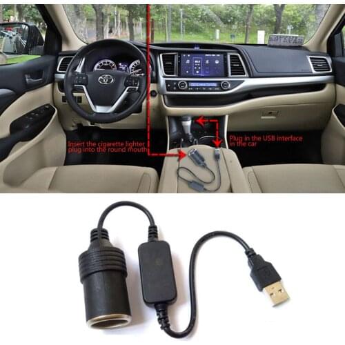 USB Port 5V To 12V Car Cigarette Lighter Socket Female Converter Adapter Cord