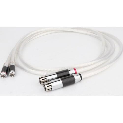 High Quality Pair 5N Single Silver Plated 2RCA Male TO 2XLR male Plug Audio Cable HIFI