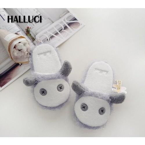 Japanese Kawaii purple monster home slippers shoes woman shoes casual soft cotton house Slippers warm indoor Flooring slippers