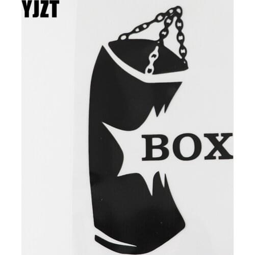 YJZT 9.3CMX15.8CM Funny Sports Boxing Decal Vinyl Car Sticker Black/Silver 8A-0931
