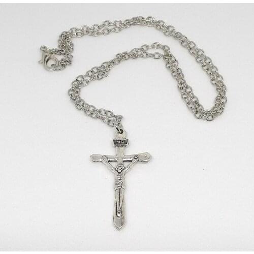 Ladies Small Cross Pendant Simple Classic Alloy Jesus Christ Necklace Religious Female Jewelry