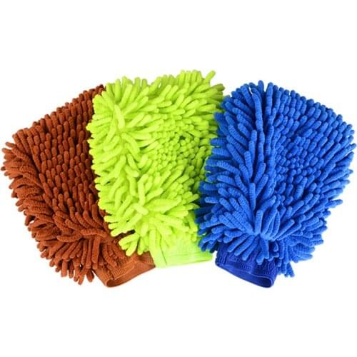 1Pc New Blue Superfine Fiber Double-sided Chenille Coral Fleece Car Wash Gloves Car Beauty Maintenance Cleaning Tool Accessories