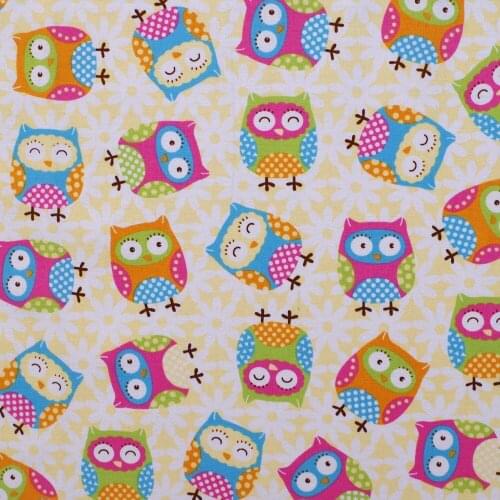 1 yard Cotton Fabric - Lovely owls and flower (width=108cm)