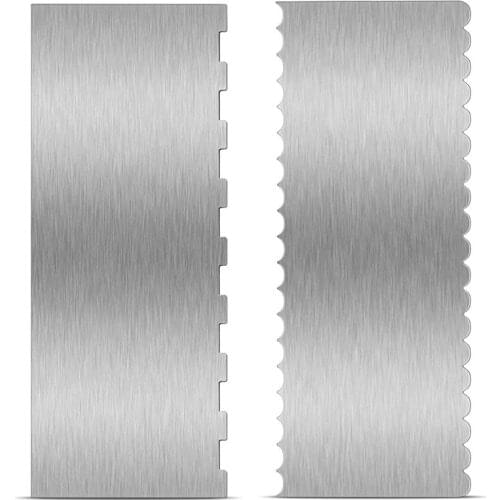 2Pcs 9 Inch Cake Scraper Large Double Sided Patterned Edge Stripe Edge Smoother Scraper Cake Decorating Comb Cake Pastry