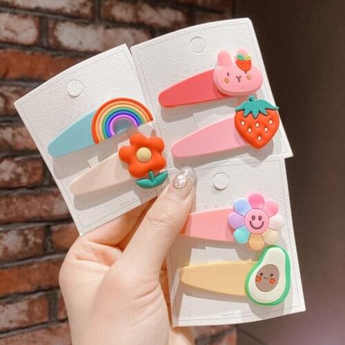 2Pcs/Set Baby Girl Hair Accessories Candy Color Geometric Hair Clips Headwear Rabbit Star Shape Children Hairpins Barrettes