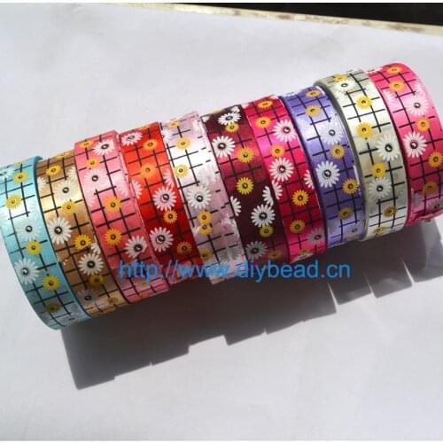 3 meter DIY fashion jewelry Accessory,20MM Hairpin Accessory,10 colors,Cartoon Flower Printed Polyester Ribbon