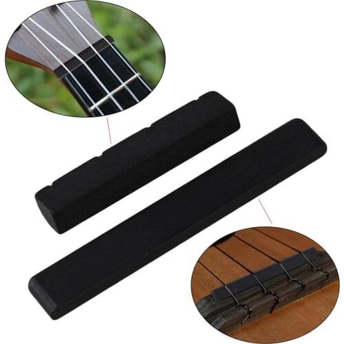 4 String Ukulele Guitar Nut And Saddle Black Guitar Ebony Bridge Saddle Nut Carved for Ukuleles Musical Instrument Repair Parts
