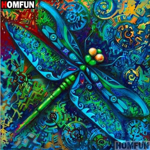 HOMFUN 5D DIY Diamond Painting Full Square/Round Drill "Animal dragonfly" 3D Embroidery Cross Stitch gift Home A08681
