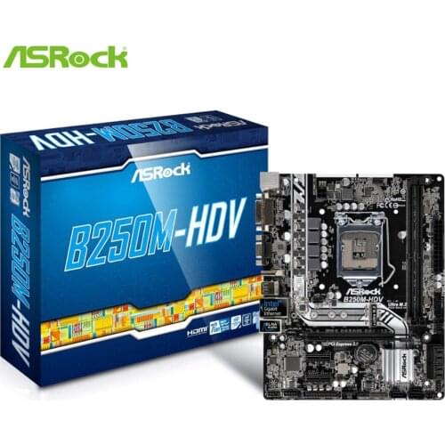 ASRock B250M-HDV For Intel B250 LGA 1151 Socket SATA 6Gb/s Ultra M.2 interface USB 3.0 DDR4 Micro ATX PC Desktop Mainboard