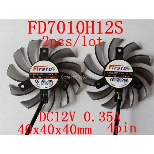 Free Shipping FD7010H12S 2pcs/lot 40x40x40mm DC12V 0.35A 75mm 4pin Cooling fan