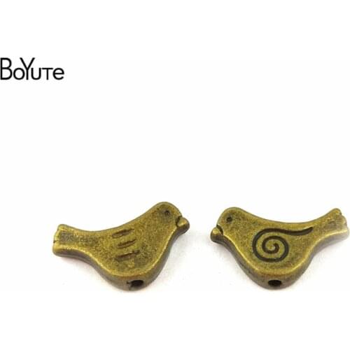 BoYuTe (100 Pieces/Lot) 15*14MM Antique Bronze Plated Zinc Alloy Materials Hole Bird Charms for Jewelry Accessories