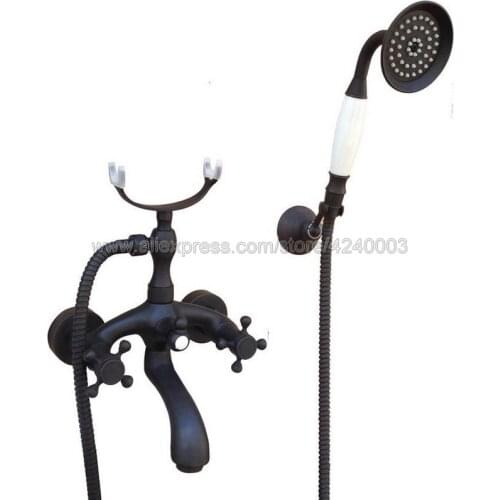 Oil Rubbed Bronze Bathroom Tub Faucet Telephone Style Bathroom Bathtub Wall Mounted With Handshower Ktf564