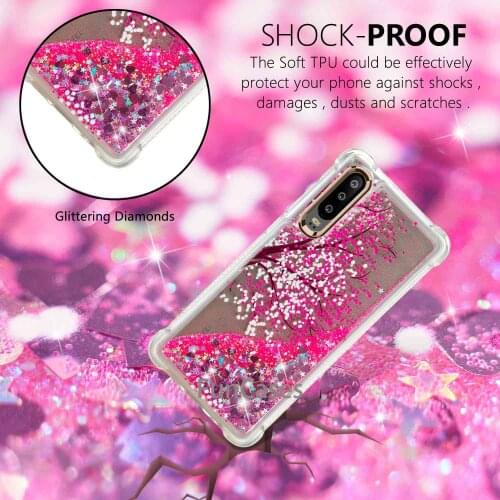 For Huawei P30 Bling Glitter Quicksand Covers Silicon Crystal Sequins Liquid Glitter for Huawei P30 Transparent Phone Case