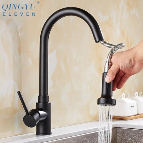 Black/Gold Kitchen Faucet Hot And Cold Water Mixer Faucet Kitchen Sink Pull Out Mixer Crane 2 Function Spout Kitchen Faucets