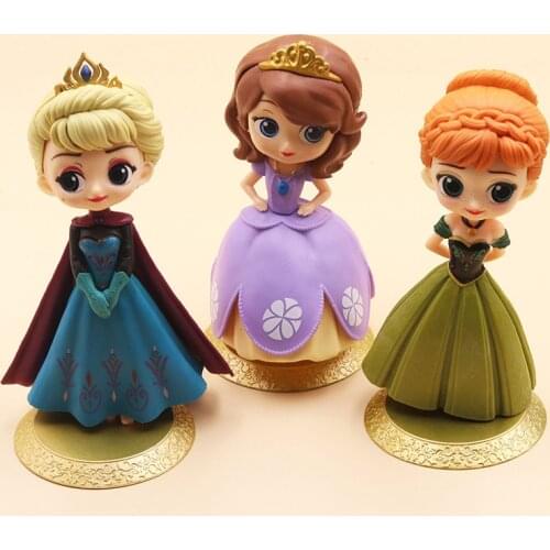 Disney Frozen2 Anime Figure Model Elsa Anna Sofia PVC Cake Q Version Cute Toy Cake Decoration Colletible Children Creative Gift