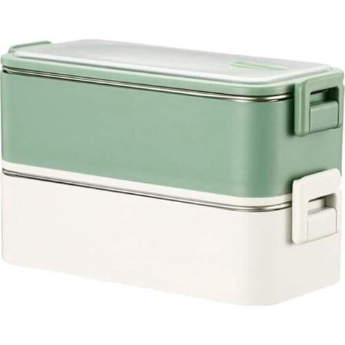 Double-Layered 304 Stainless Steel Lunch Box, Plastic Office Worker Lunch Box, Lunch Box