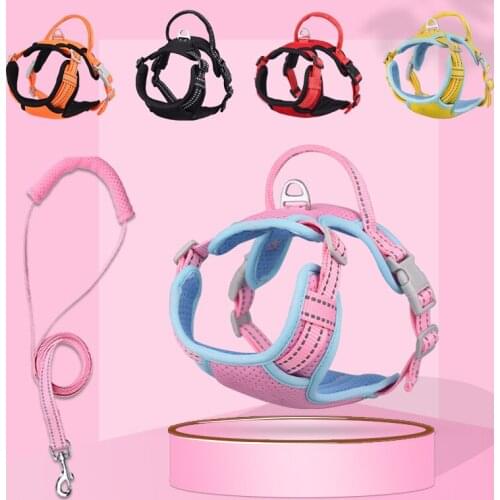 Breathable Dog Harness With Leash Set For Small Medium Large Dog Reflective Strip Mesh Pet Harnesses Dog Accessories For Bulldog