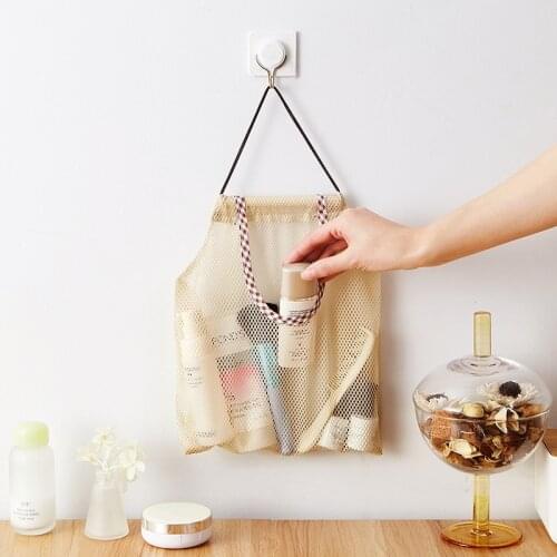 1 Piece Household Kitchen Vegetable and Fruit Storage Net Bag with Lanyard Multifunctional Hangable Sundries Bag for Shopping