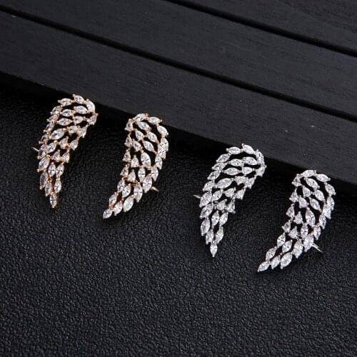 Favorite Wing Cut AAA Micro Zirconia Women Bridal Dress Wedding Everyday Clip Earring Fashion Jewelry e7256