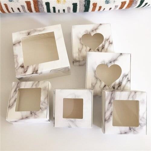 24PCS Marble Style Clear PVC Window Aircraft Handmade Gift Boxes Paper Packaging Box Jewelry Storage Box