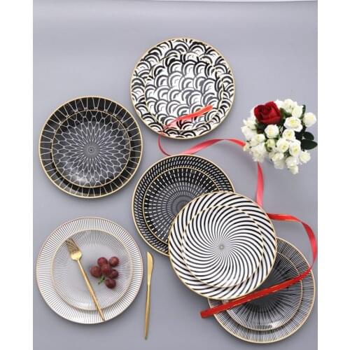 6 8 10 Inches Western Plates Ceramic Dishes Steak Plate Nordic Style Dish Set Tableware Flat Tray Cake Plate