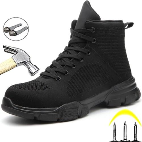 Lightweight Work & Safety Boots With Steel Toe Cap Work Shoes Indestructible Safety Shoes Men Puncture-Proof Men Work Boots