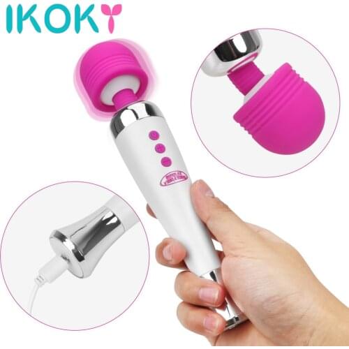 IKOKY AV Massager Vibrators Clitoris Stimulate USB Charging Powerful Vibrator Sex Toys for Women Magic Wand 12 Speed