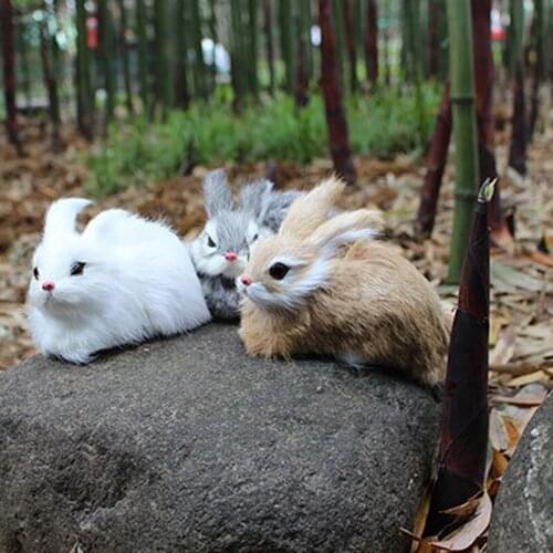 Mini Realistic Cuddly Fluffy White Rabbit Fur, Lifelike Animal Model Bionics Easter Bunny Toys Are Popular Birthday Gifts