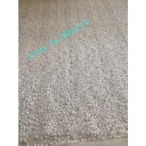 Fashion African French Lace Fabric with beads High Quality BZL-82941-2 African Tulle Lace Fabric For Wedding