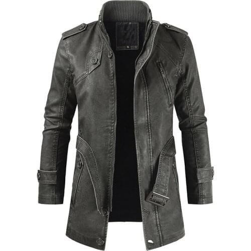 Fashion Winter Leather Jacket Men Outdoor Motorcycle Jackets Men Plus Velvet Warm Faux Leather Coats Casual Pu Outerwear -40