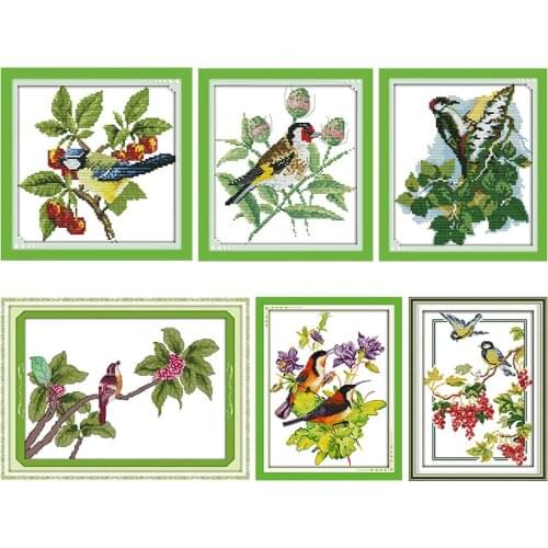 The Bird with Fruit Cross Stitch Kits Stamped Embroidery Needlework Printed 11CT 14CT Painting Counted Patterns Crafts Decor Set