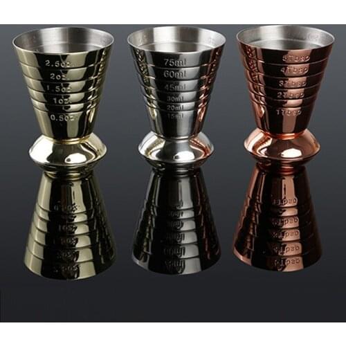 Stainless Steel Measure Cup 75ml 3 In 1 Cocktail Tools Bar Jigger Cup w/ml/oz Tbsp Measurement Unit for Bars Making Mixed Drinks