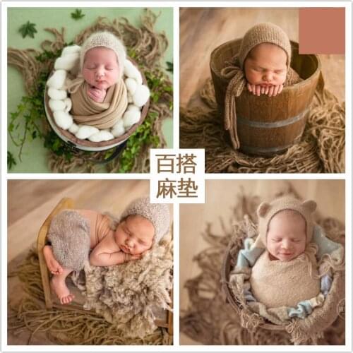 Newborn Baby Photography Prop Burlap Blanket Matched With Posing Container Background Decoration Photo Studio Multiple Use Prop