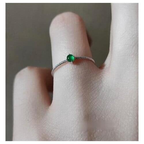 Original New High Bingyang Green Chalcedony Egg Round Opening Adjustable Ring Elegant Charm Creative Retro Silver Jeweler