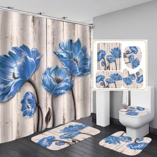 Polyester Many Flowers Shower Curtain Sets Bath Curtain Shower Curtains Bathroom Curtain Shower Curtain