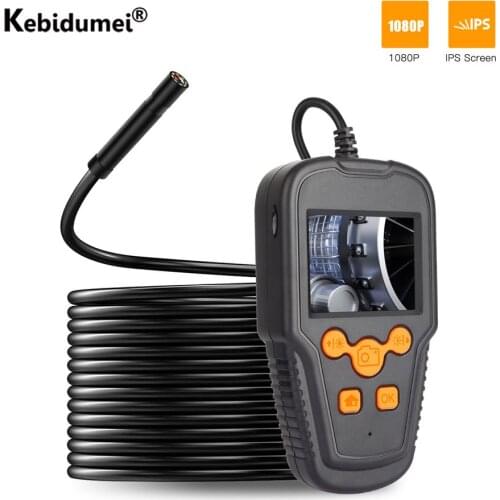 2.4'' IPS Screen Industrial Borescope 1080P Professional Inspection Camera Waterproof IP67 Endoscope Camera 8 LED Rigid Cable