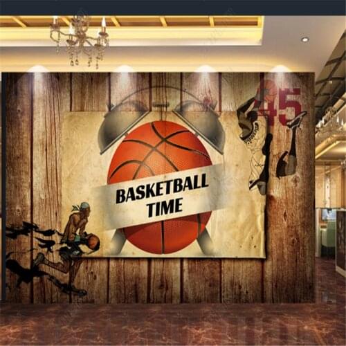 Retro Nostalgic Basketball Creative Sports Restaurant Wallpaper Industrial Decor Bar Background Mural Wall Paper Papel De Parede