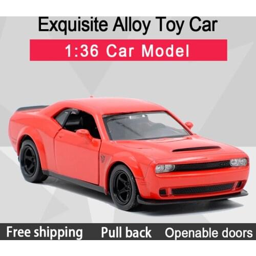 RMZ CITY 1:36 Dodge Challenger SRT Demon Sports Car Alloy Diecast Car Model Toy With Pull Back For Children Gifts Toy Collection