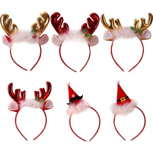 Christmas Headband Santa Tree Elk Antlers Hairhoop Kid Adults Headwear Reindeer Elf Ears Christmas Party Decorations Prop