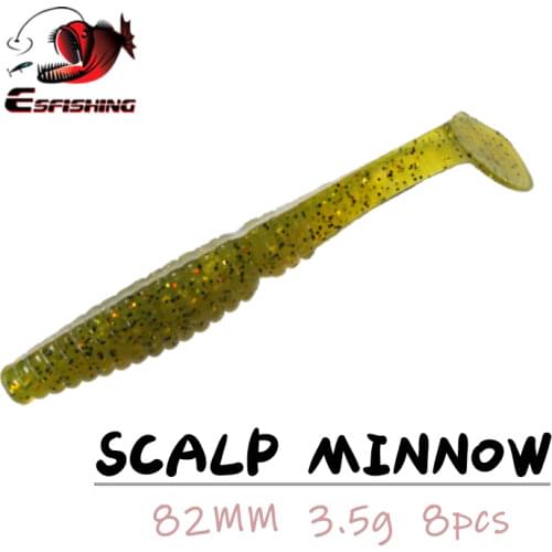 ESFISHING Fishing Lures Minnow Soft Bait Scalp Minnow 8.2cm 8pcs 3.5g Attactant Silicone Bait Sea Fishing Tackle
